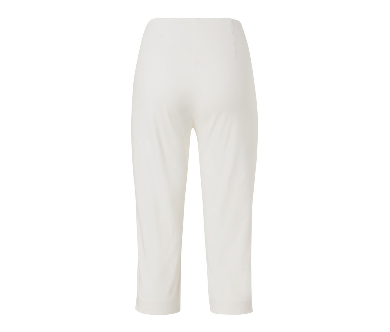 Biele trojštvrťové elastické nohavice.
