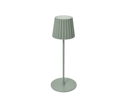 Šalviová LED akumulátorová stolová lampa do exteriéru.