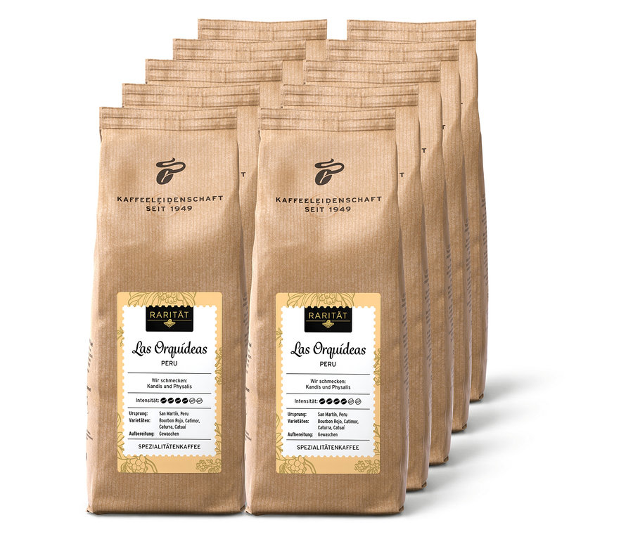 Raritná káva »Las Orquídeas Peru« - zrnková káva, 10x 500 g