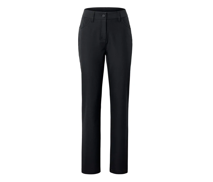 Čierne nohavice so zapínaním na gombík a zips, s dvoma prednými vreckami.