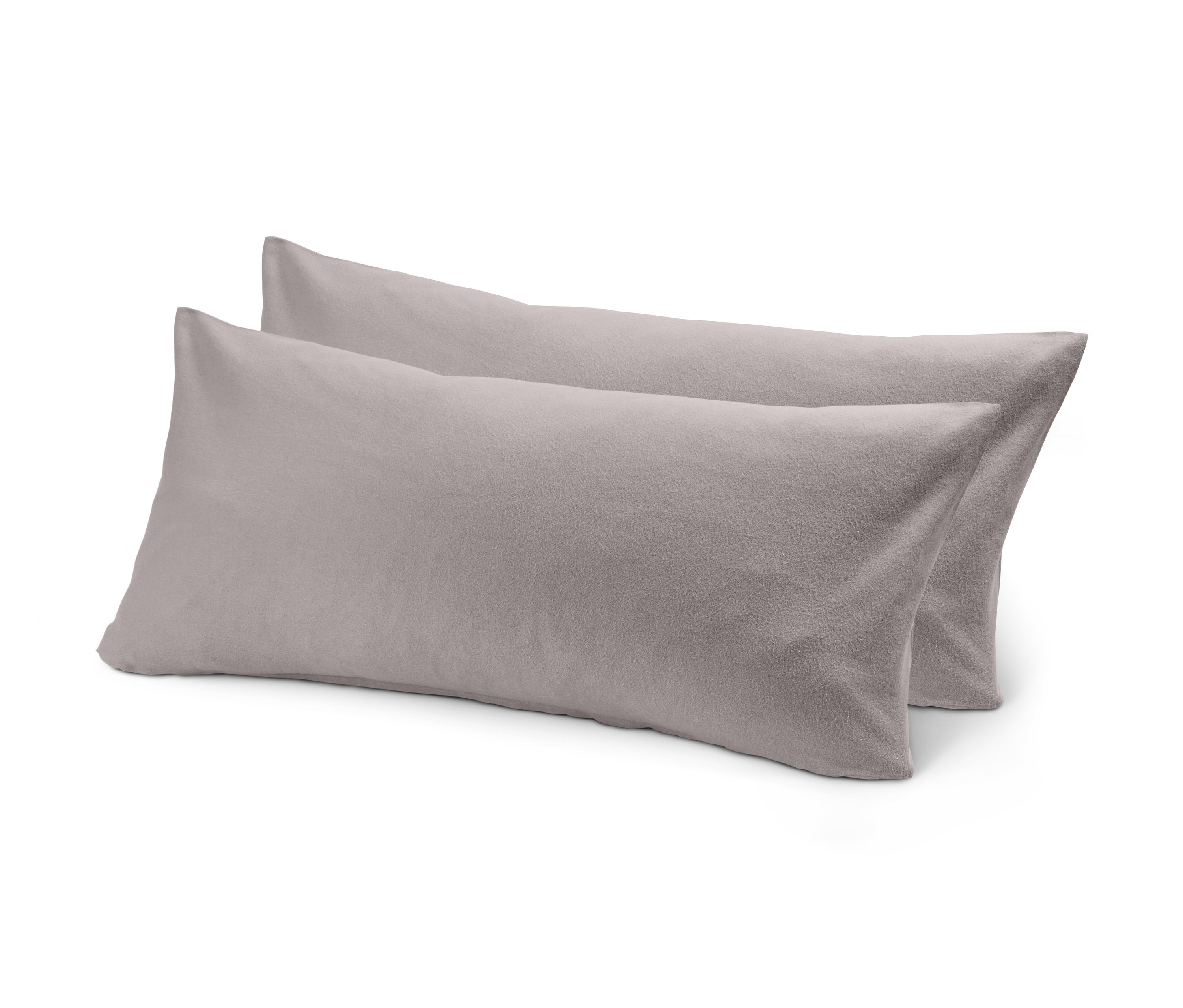 Dva sivé vankúše na bielom pozadí.