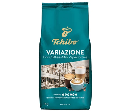 Balenie zrnkovej kávy Tchibo Variazione s obrázkami kávových špecialít.