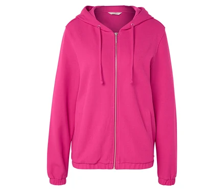 Ružová mikina s kapucňou na zips.