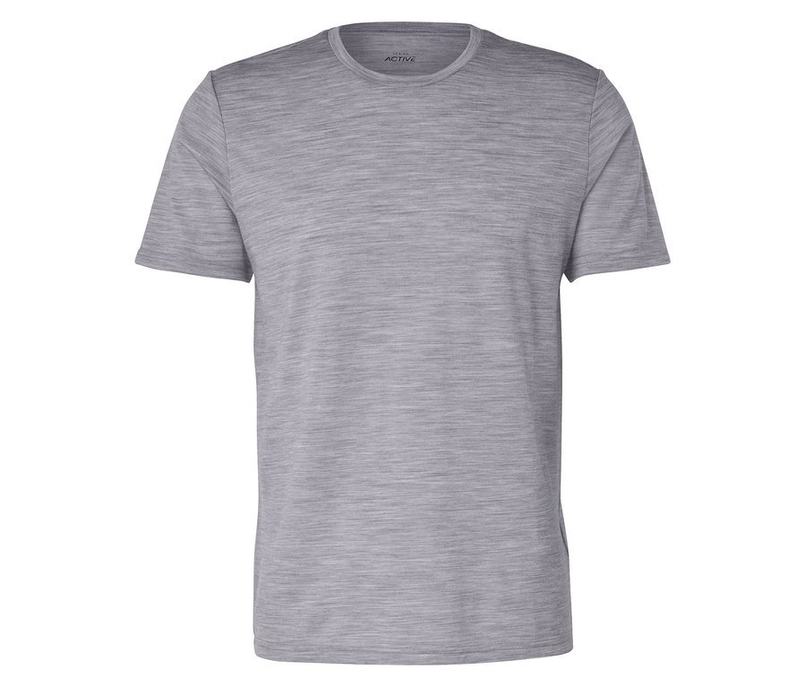 Sivé melírované tričko s krátkym rukávom.