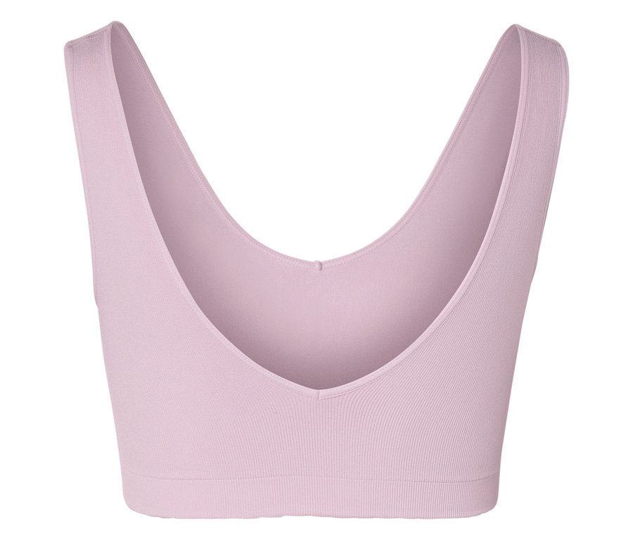 Detail ružovej športovej podprsenky s výstrihom do V.