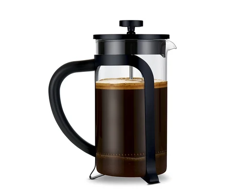 Čierna kanvica french press 800 ml so 6 šálkami.