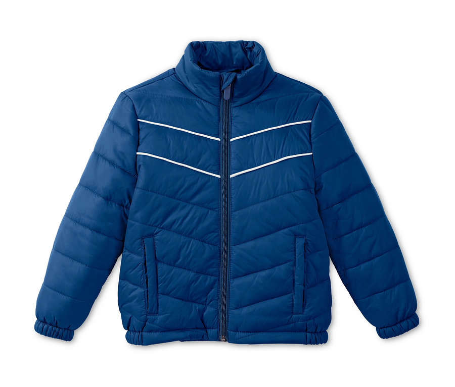 Modrá prešívaná bunda.