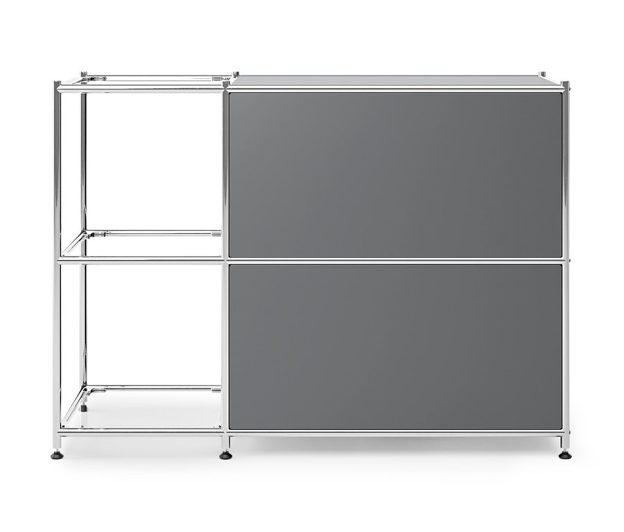 Sivá kovová odkladacia skrinka »CN3« s 2 výklopnými priehradkami.