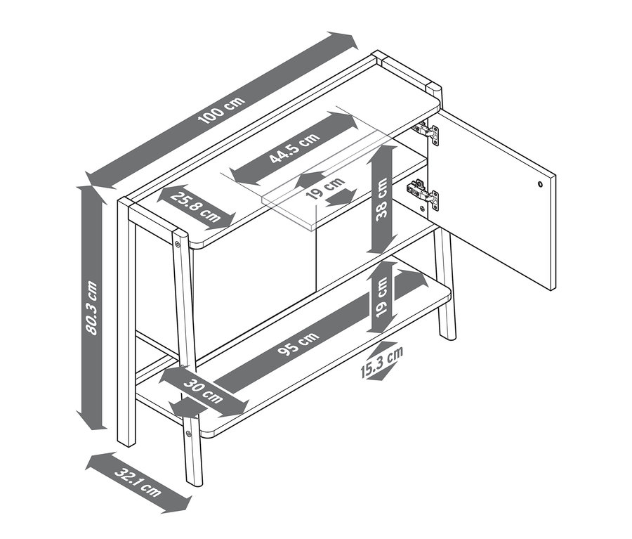 Rozmery príborníka.