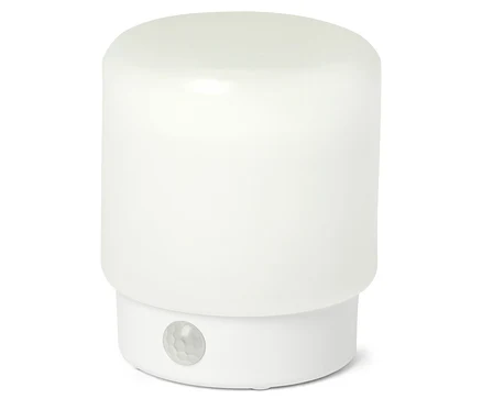Biele LED-Mini-Multifunktionslicht mit Bewegungsmelder.