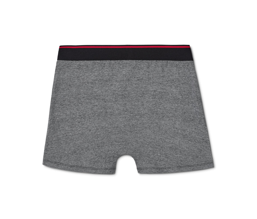 Sivé boxerky s čiernym a červeným pásom.