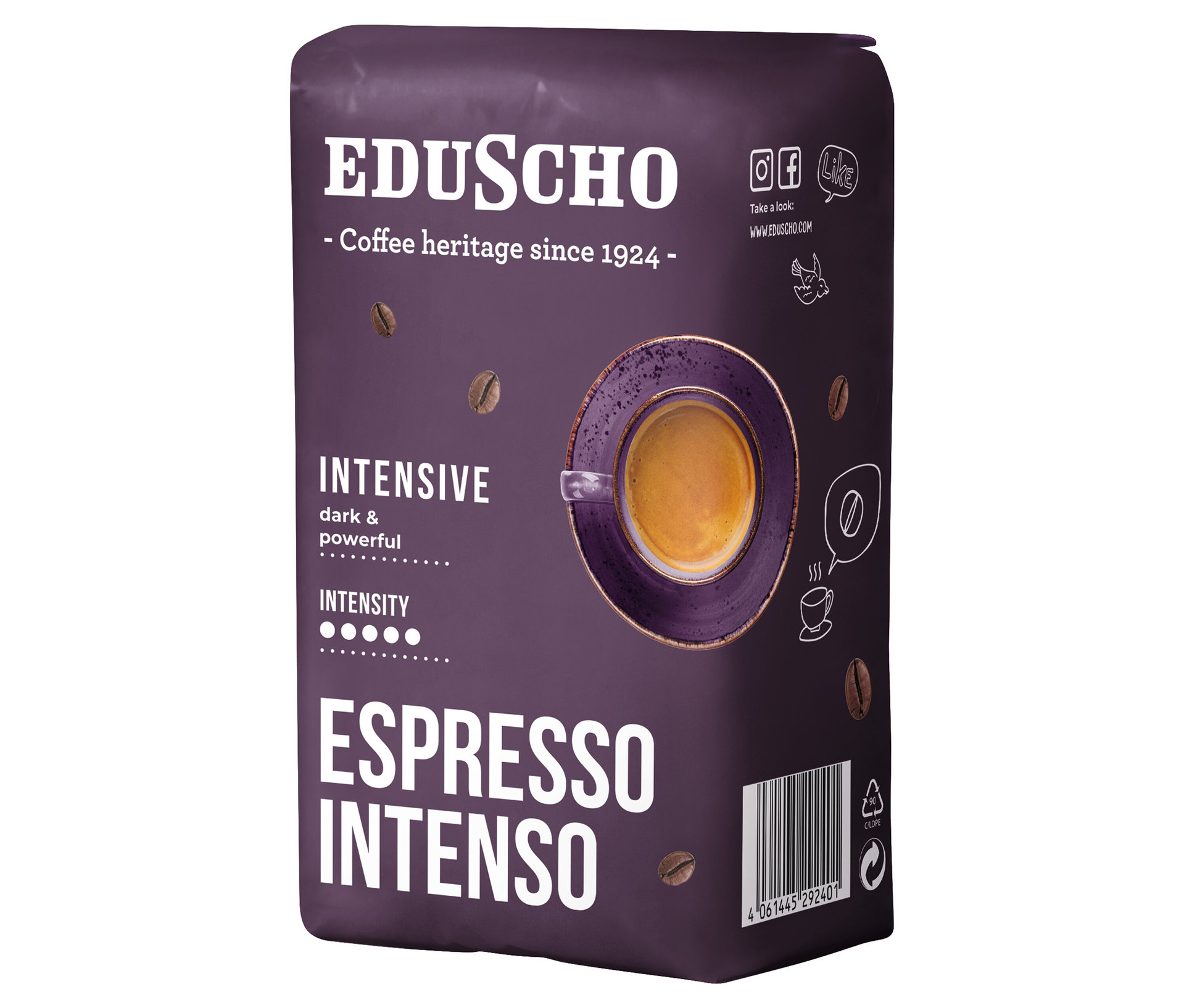 Eduscho Espresso Intenso - 500 g zrnkovej kávy - Intenzita: 5/5