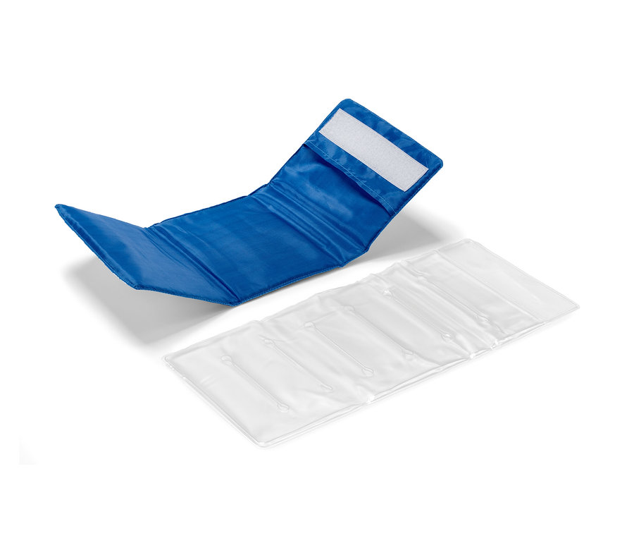 Modrý chladiaci obal na fľaše a chladiaci obal.