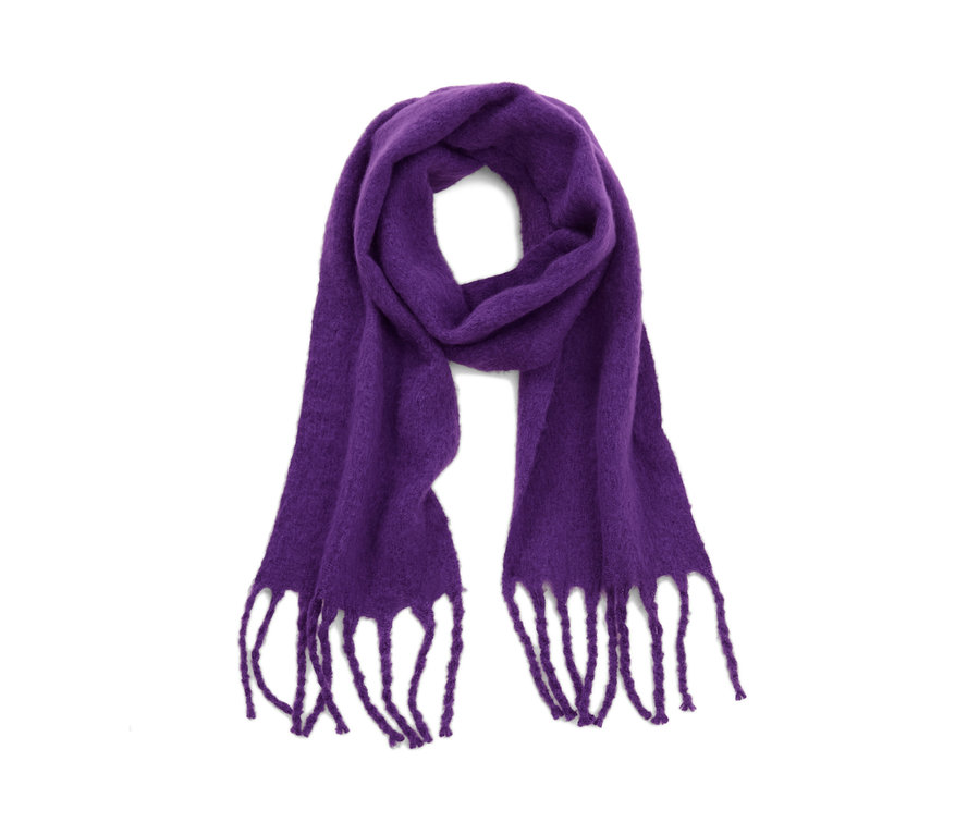 Fialový tkaný šál.