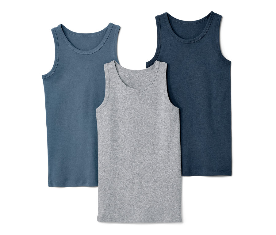 Tričká pre deti, 3 ks: modrozelené, sivé a tmavomodré.