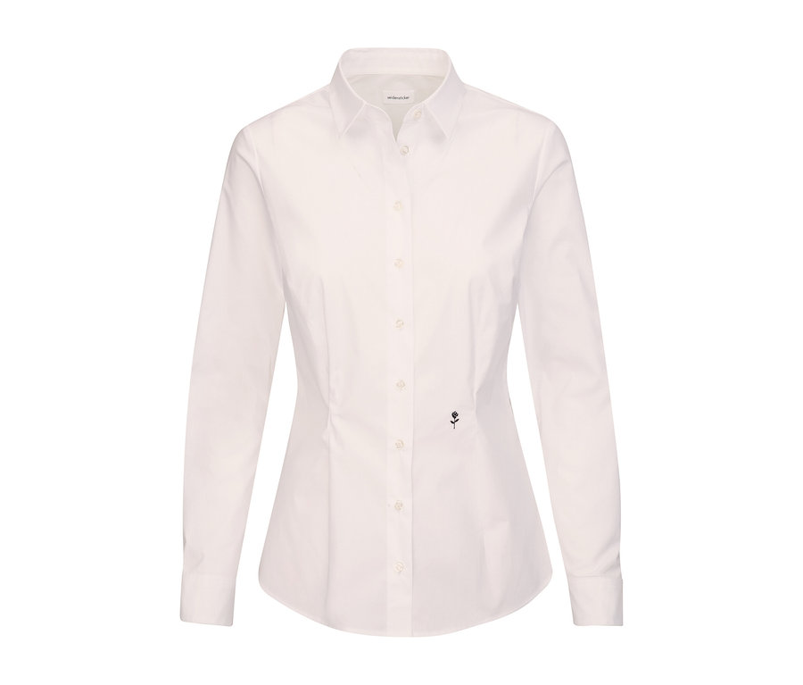 Biela slimfit blúzka Seidensticker s dlhými rukávmi a zapínaním na gombíky.