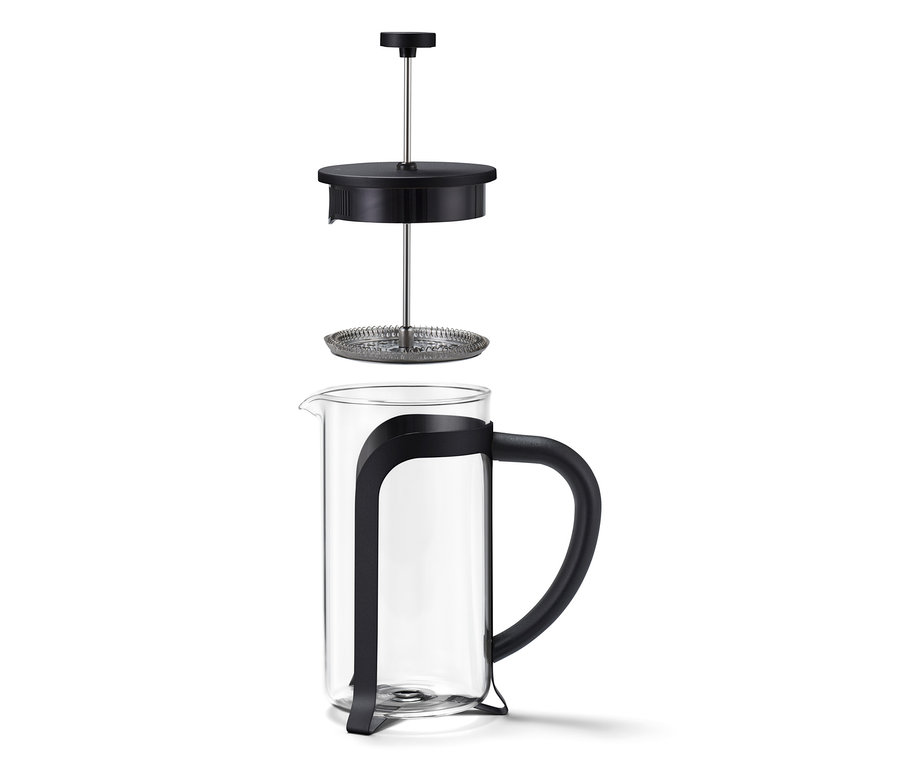 Rozložená čierna kanvica french press 800 ml na 6 šálok.
