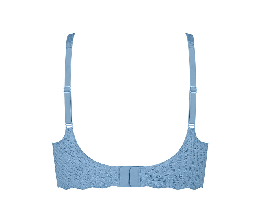 Pohľad zozadu na modrú podprsenku sloggi ZERO Feel Bliss Soft bra.
