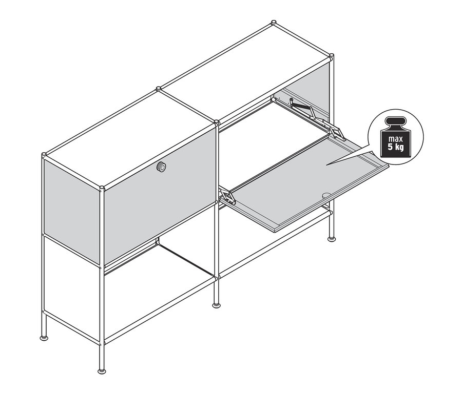 Ilustrácia bielej, sivej a čiernej doplnkovej súpravy kovových výklopných dvierok »CN3«.