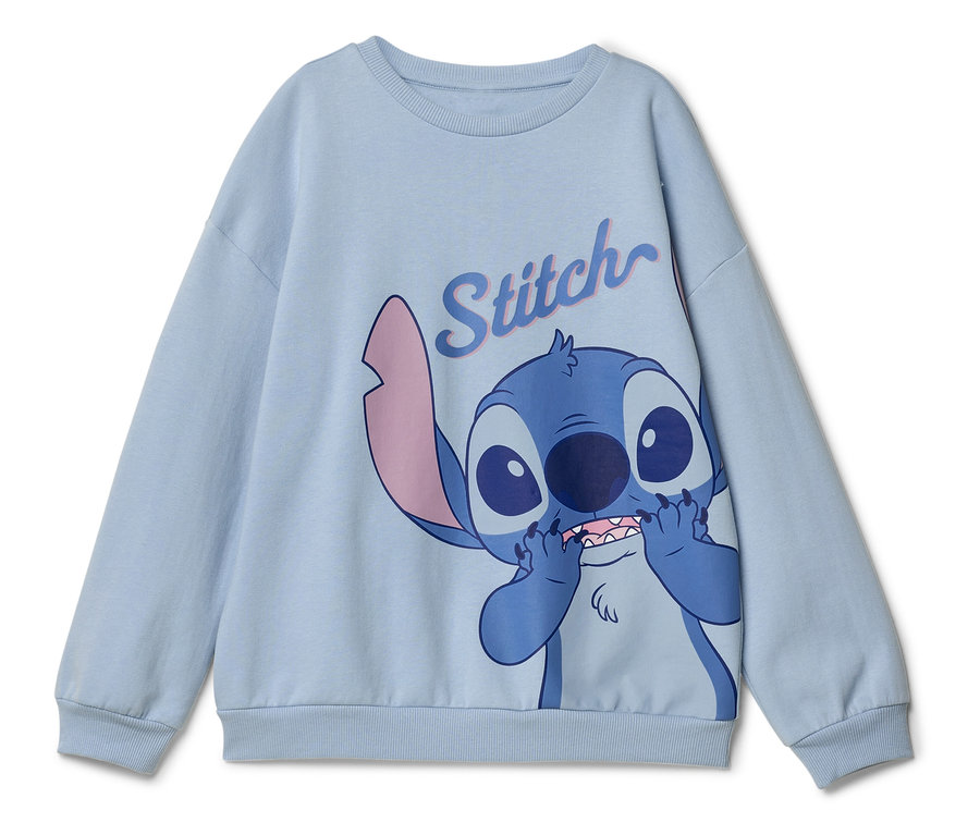 Svetlomodrá mikina s potlačou Stitch.