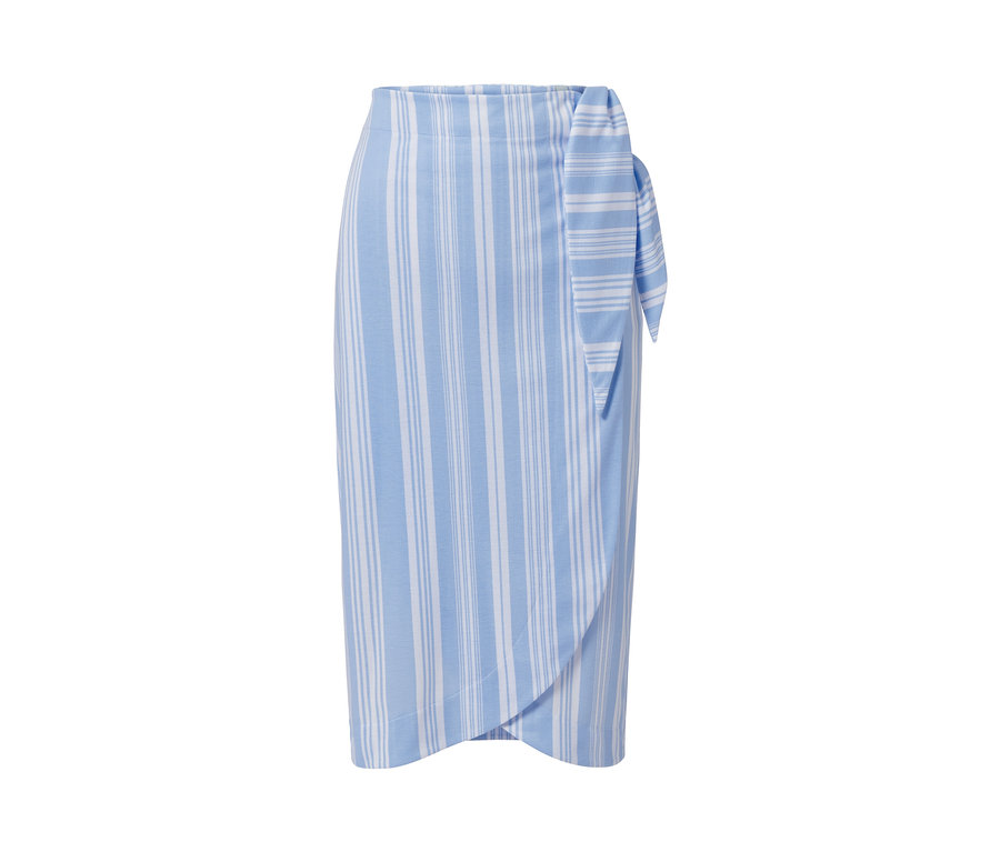 Prúžkovaná zavinovacia sukňa.