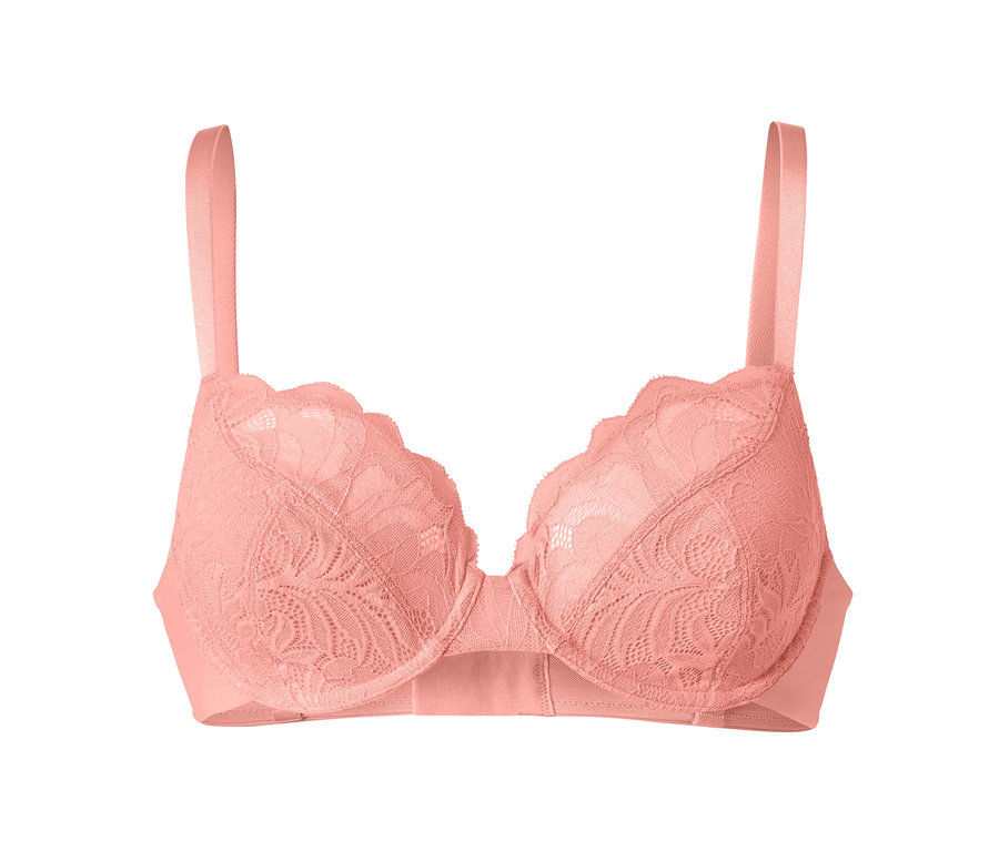 Marhuľová podprsenka s kosticami a čipkou.