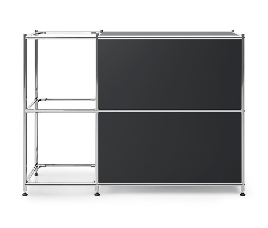 Čierna kovová odkladacia skrinka »CN3« s 2 výklopnými priehradkami.