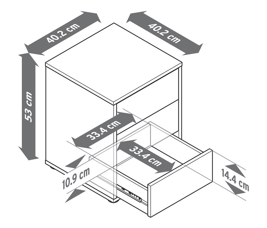 Rozmery nočného stolíka typu boxspring.