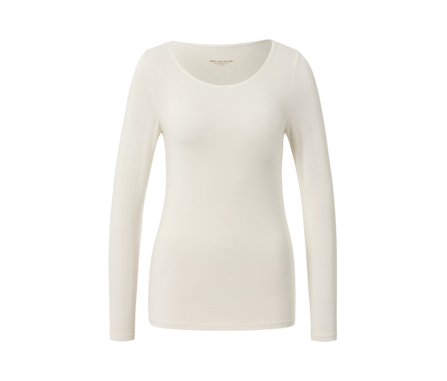 Krémové tričko s dlhými rukávmi zo zmesi modalu a hodvábu.