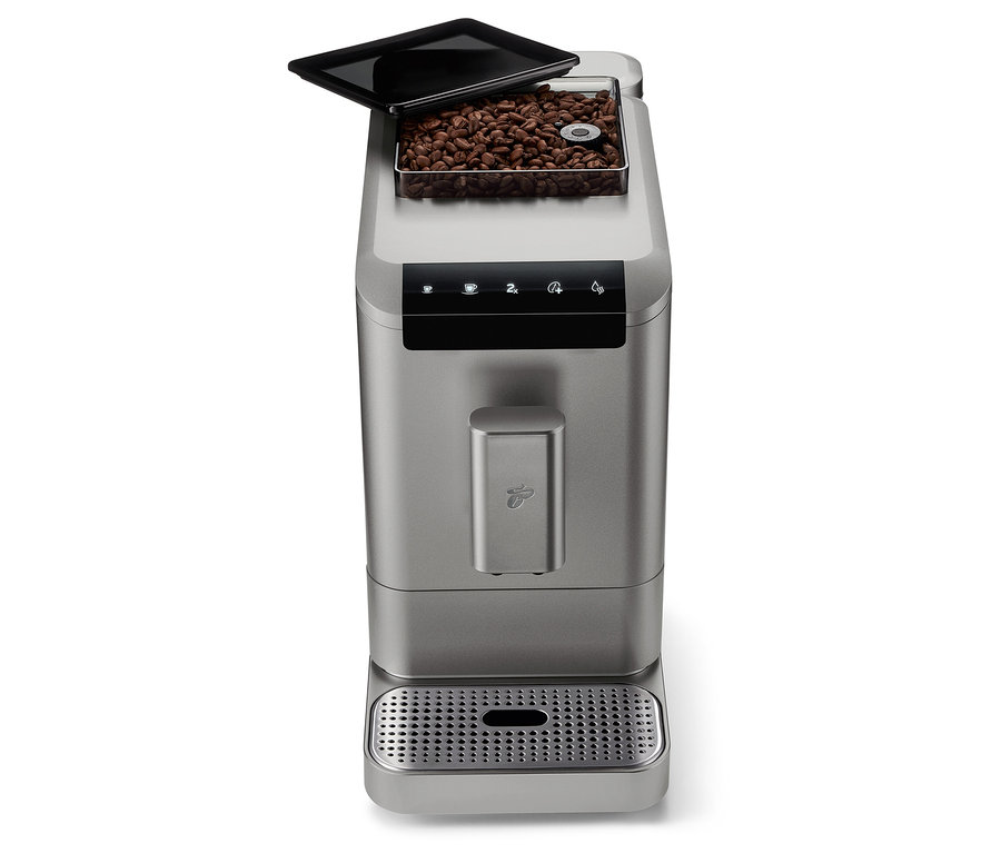 Titanium Silver plnoautomatický kávovar »Esperto2 Caffè« s otvoreným zásobníkom na kávové zrná.