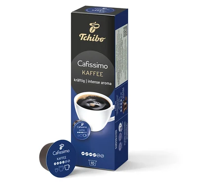 Balenie Cafissimo káva silná a kapsula na bielom pozadí.