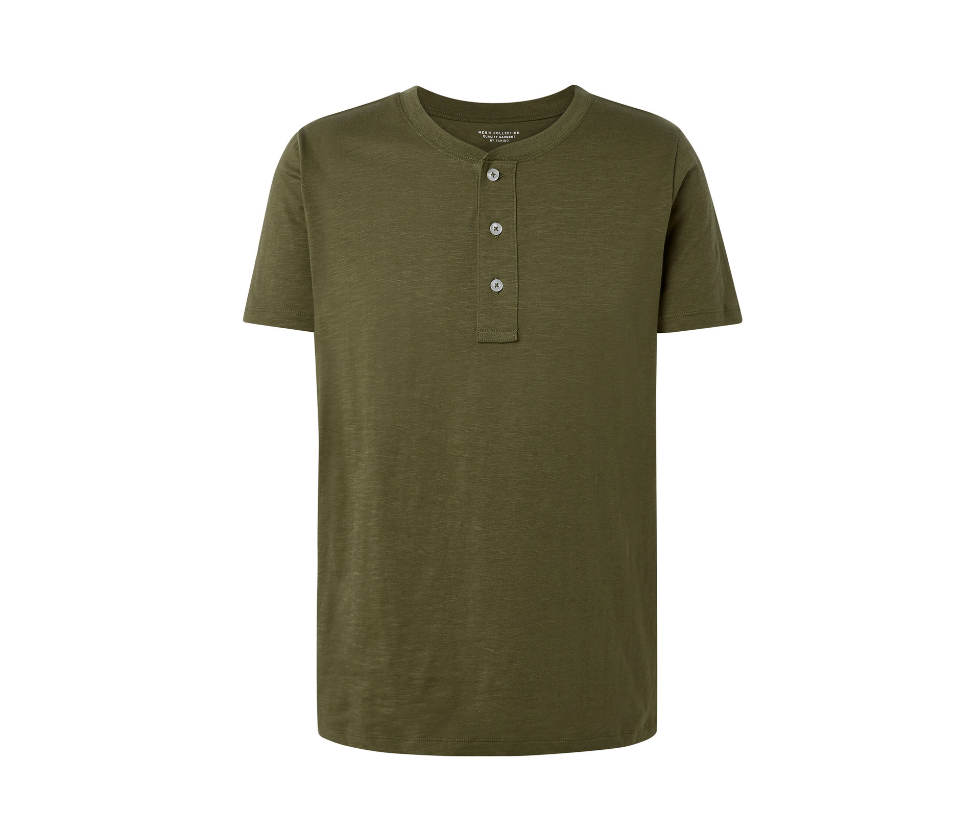 E-shop Henley tričko s krátkymi rukávmi, kaki