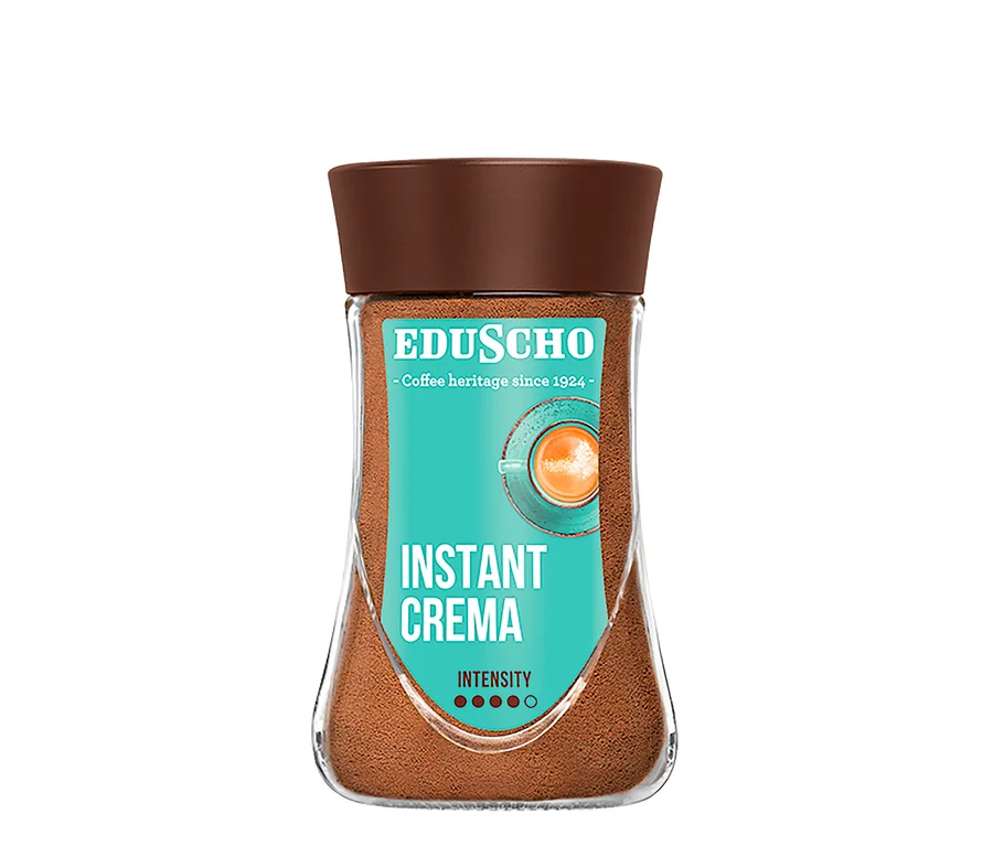 Sklenená nádoba instantnej kávy EDU Instant Crema 180 g.