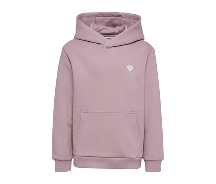 Svetlofialová mikina s kapucňou hummel® HMLJR Loose Hoodie Bee s klokaním vreckom a rebrovanými manžetami.