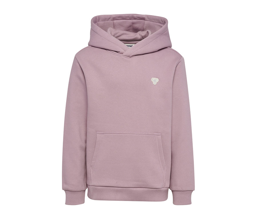 Svetlofialová mikina s kapucňou hummel® HMLJR Loose Hoodie Bee s klokaním vreckom a rebrovanými manžetami.