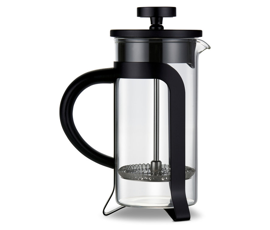 Čierna kanvica french press 300 ml na 2 šálky.
