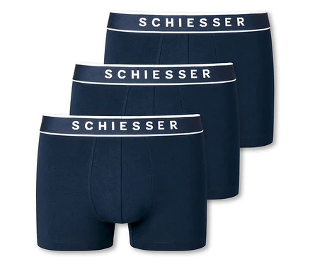 Troje tmavomodré boxerky SCHIESSER s biobavlnou.