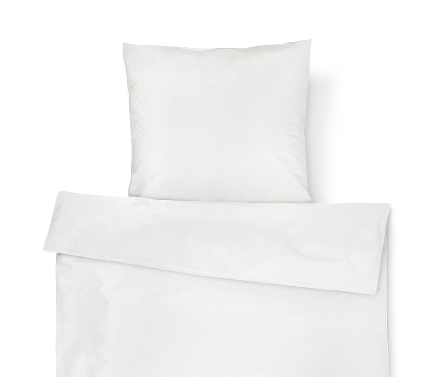 Biely ochranný poťah na posteľ proti roztočom štandardnej veľkosti a vankúš.