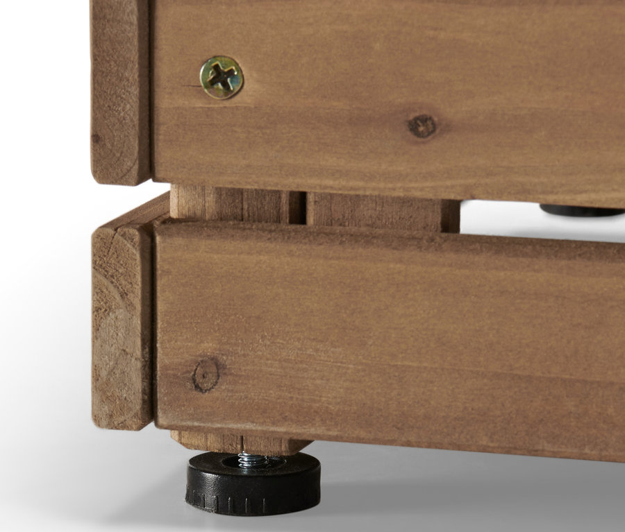 Detail rámu súpravy stĺpovitých kvetináčov Tinus s čiernymi nožičkami.