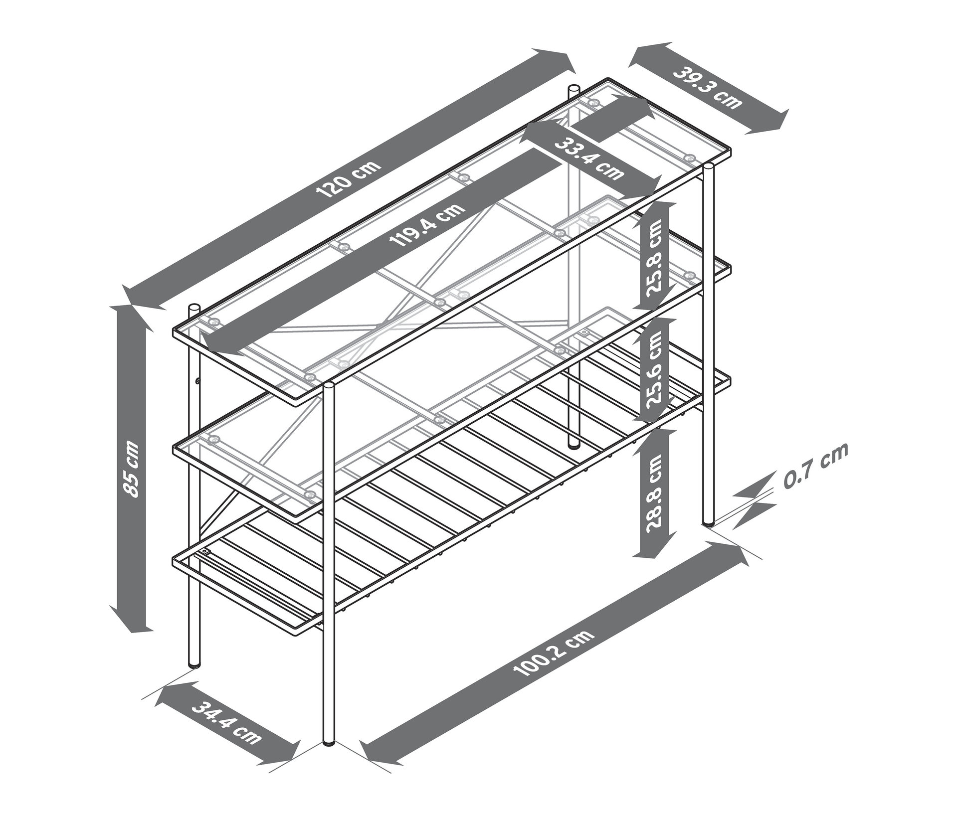 Tchibo - Konzolový stolík, šírka cca 120 cm