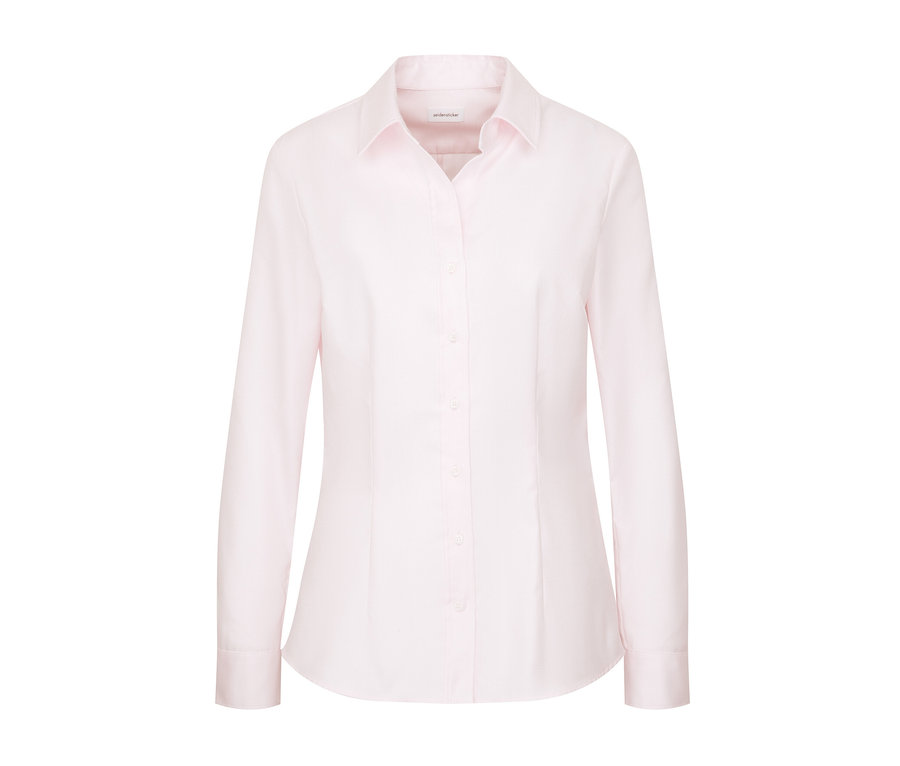 Svetloružová keprová blúzka Seidensticker s dlhými rukávmi a zapínaním na gombíky.
