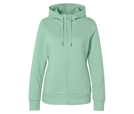 Mätová zelená mikina s kapucňou na zips.