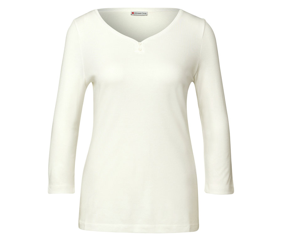 Biele 3/4 tričko Street One s gombíkovým detailom.