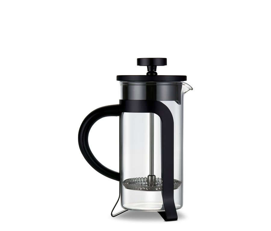 Čierna kanvica french press 300 ml na 2 šálky.