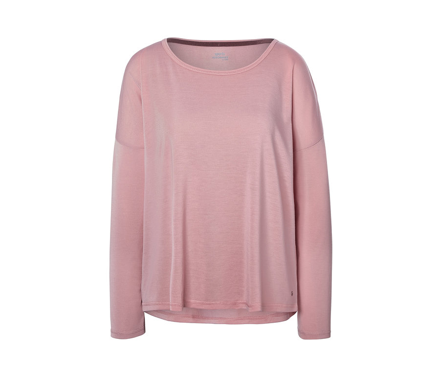 Ružové športové tričko 2 v 1 s dlhými rukávmi.