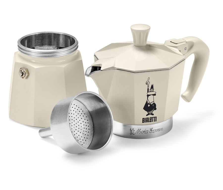 Rozložený krémový kávovar na espresso »Bialetti Moka Express« 190 ml.