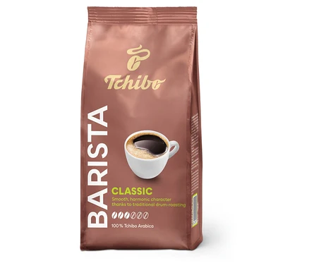Balenie mletej kávy Tchibo Barista Classic s obrázkom šálky kávy.