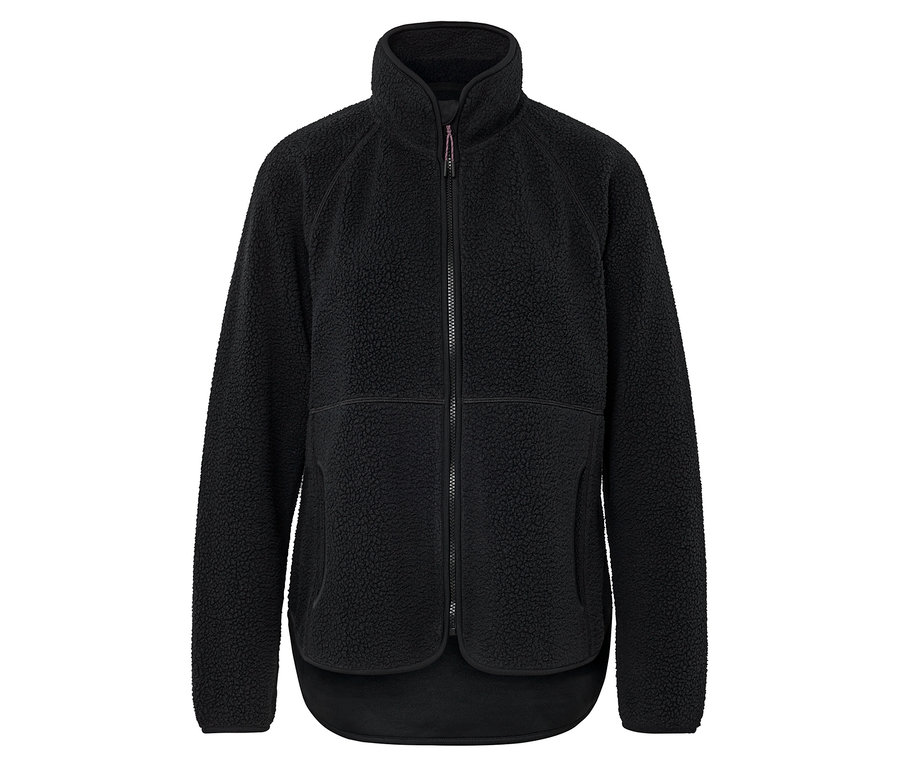 Čierna plyšová bunda so zipsom.