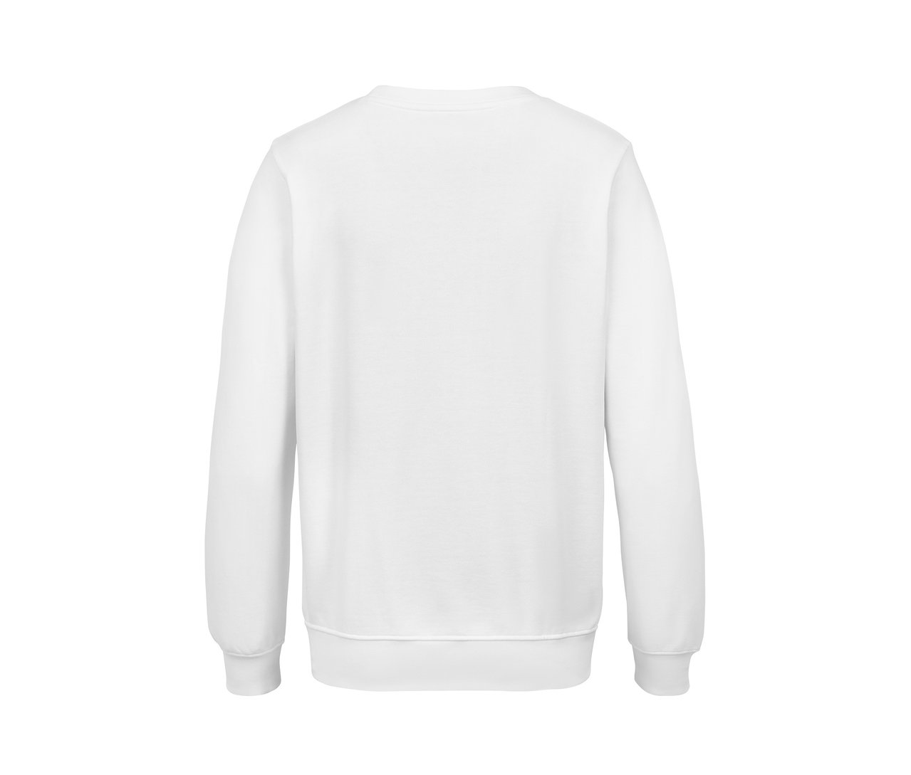 Biela mikina s potlačou zozadu.