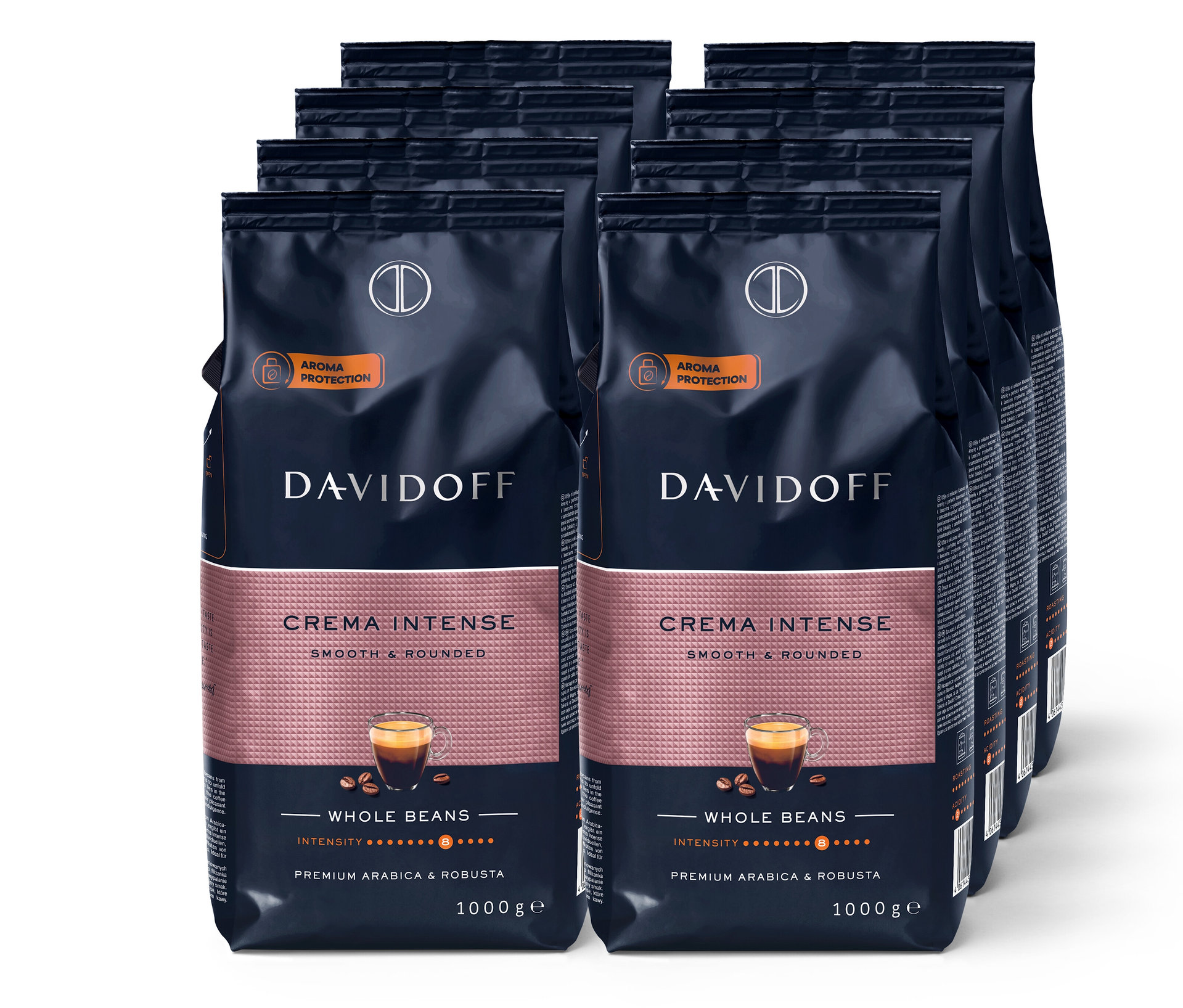 E-shop DAVIDOFF CAFÉ Crema Intense - 8 x 1 kg kávových zŕn